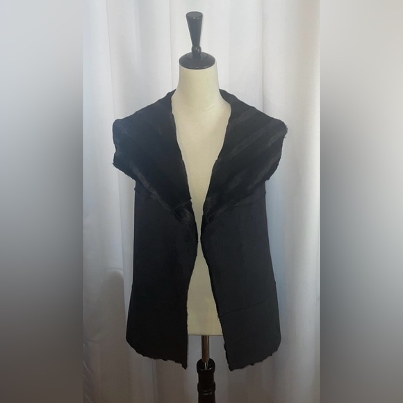 Black Label By Chico's Reversible Faux Fur Vest Womens 00 XS Open Front - Picture 11 of 11